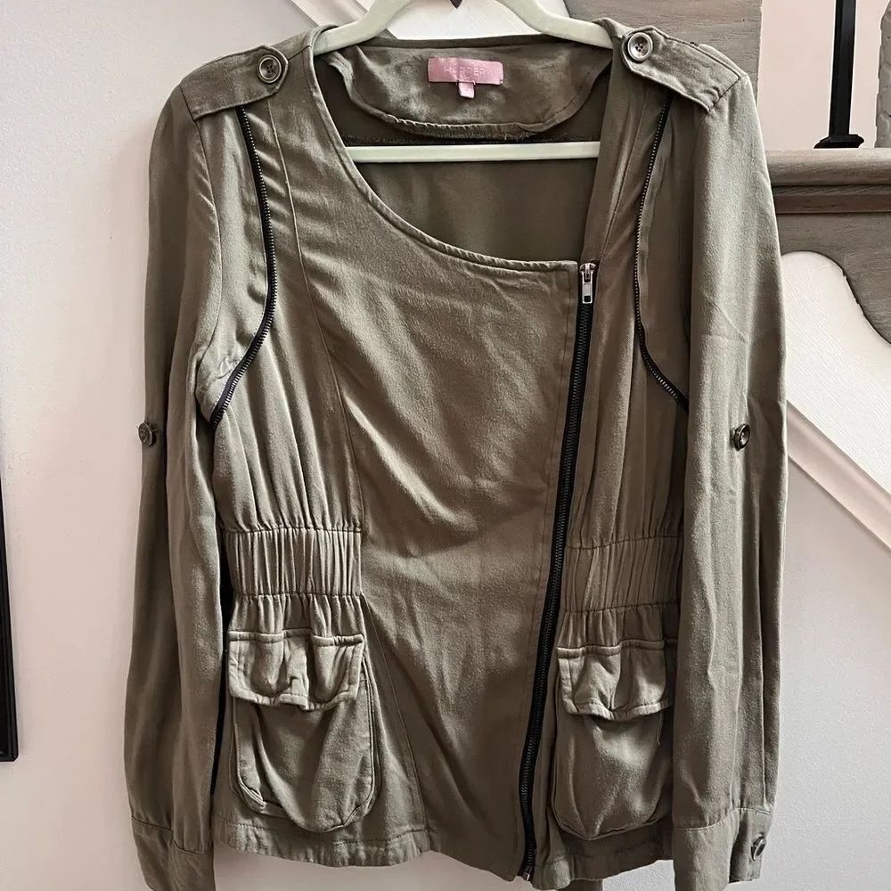 Harper Olive GreenZip Up Military Style Jacket sz S